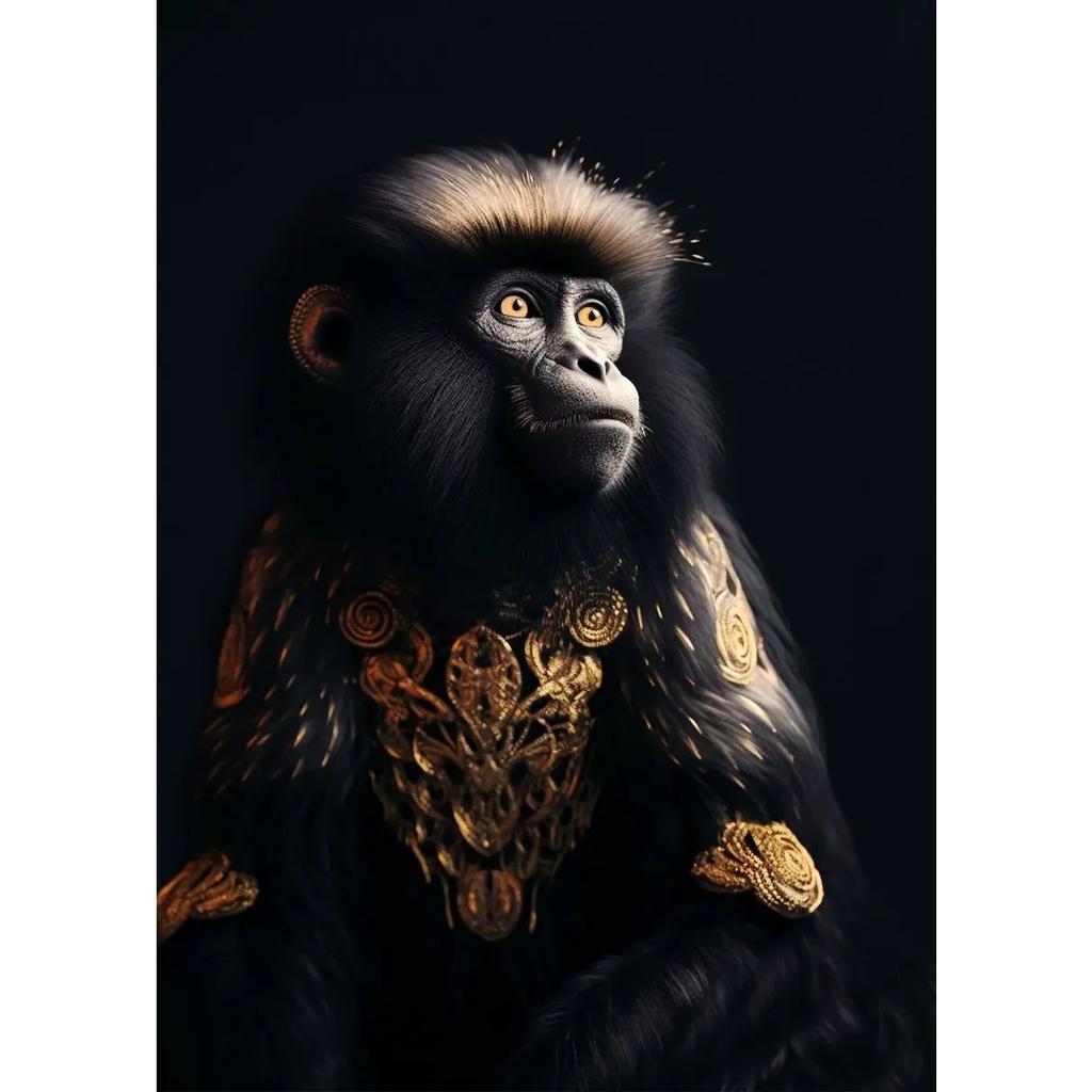 Black And Gold Animals Poster Animal Eagle Lion Carp Wolf Photo Canvas Print Poster Wall Art Decoration Painting Home Decoration