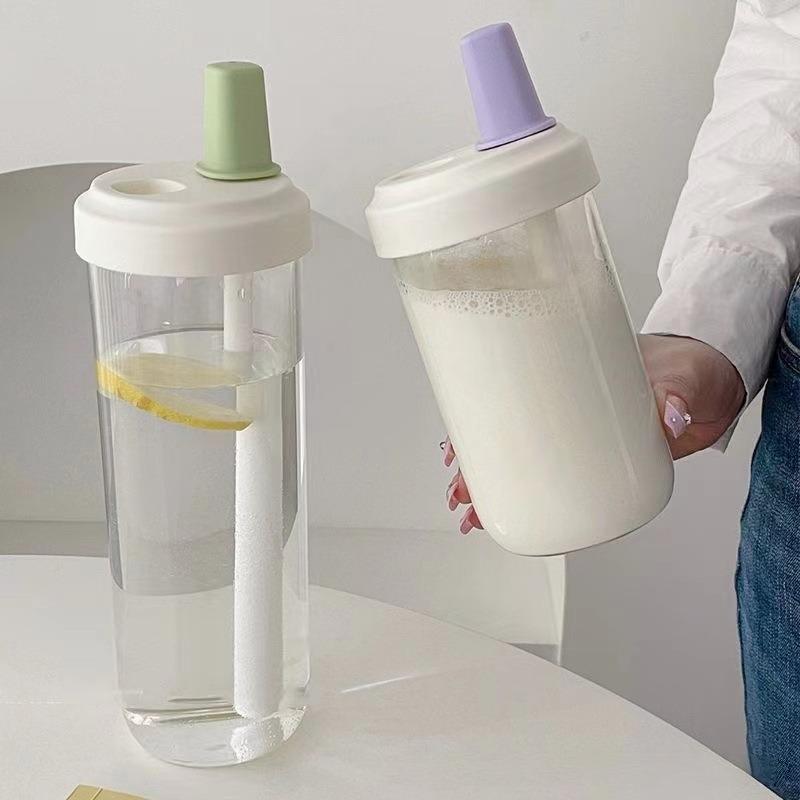 500/800ML Large-capacity Straw Cup, Food-grade Transparent PP Material,Portable Ins Style Water Cup, Juice Milk Tea Cup
