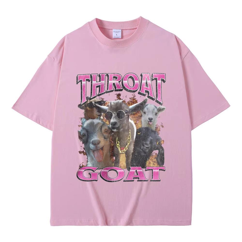 Lustiges Throat Goat Grafikdruck T-Shirt Herrenmode Oversized Streetwear Herren Damen Freizeit Hohe Qualität Reine Baumwolle Kurzarm
