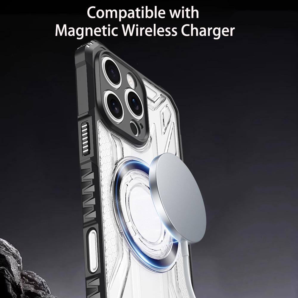 KEYSION Transparent Magnetic Case for MagSafe for iPhone 15 Pro Max 14 Plus Silicone+PC Shockproof Phone Cover for iPhone 13 Pro Max