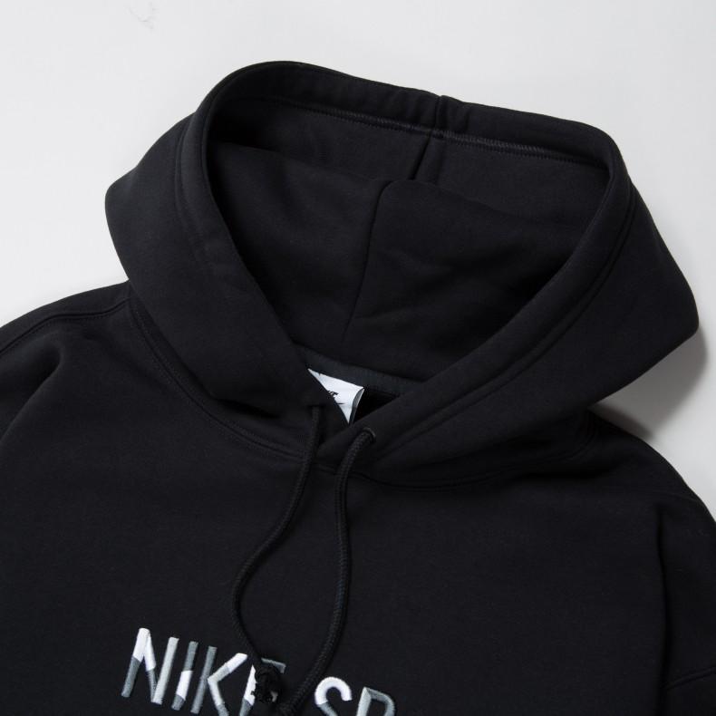 Nike Sb Letter Print Pattern Hooded Drawstring Long Sleeve American Sweatshirt Men Sweatshirt Black DH4683-010