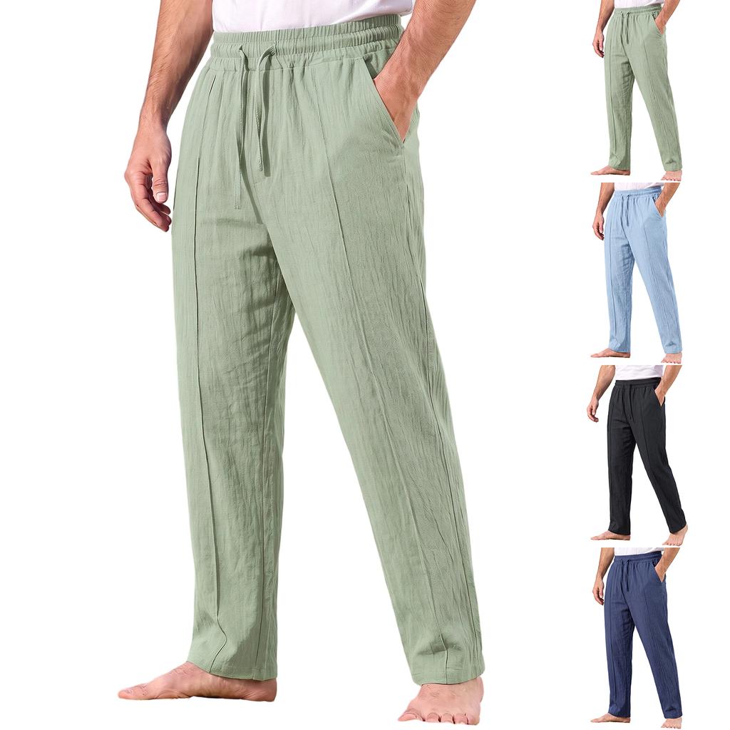 Men's Casual Cotton Linen Pants Breathable for Spring and Fall