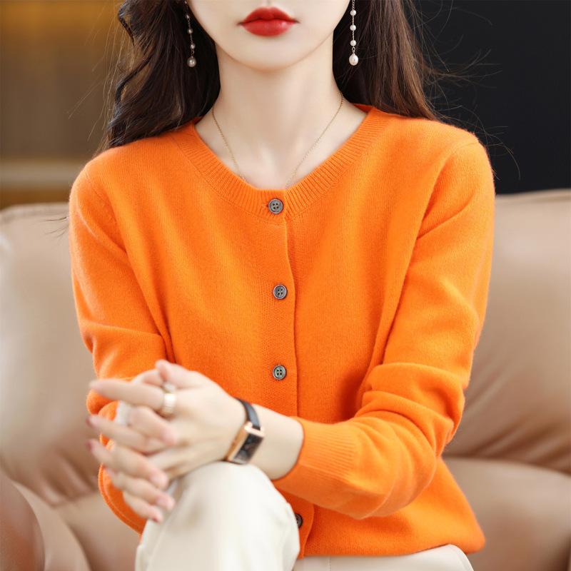 Women Cardigans Sweater O Neck Spring Autumn Knitted Cashmere Cardigans Solid Single Breasted Womens Sweaters