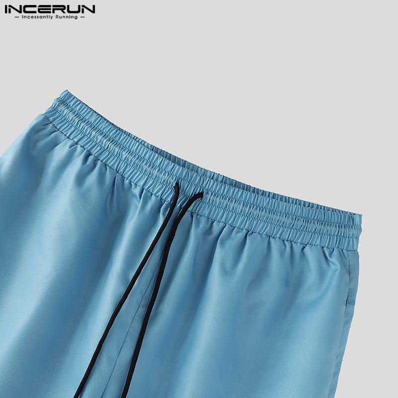 INCERUN Men Drawstring Elastic Waist Gradient Casual Long Harem Pants Trousers