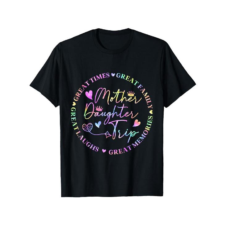 Biker T Shirts Crew Neck Mother-Daughter Cruise Trip Funny Memories T-Shirt S-Xxxl Casual Crew Neck Tee with Heart Star Design Perfect for Mom S