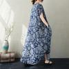 Kurzarm Plus Size Baumwolle Vintage Blumenmuster Neu in Kleidern für Damen lässig locker langes Sommerkleid