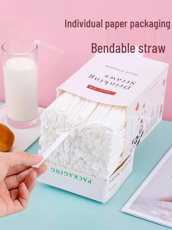 ZISIZ Individually Wrapped Disposable Plastic Straws