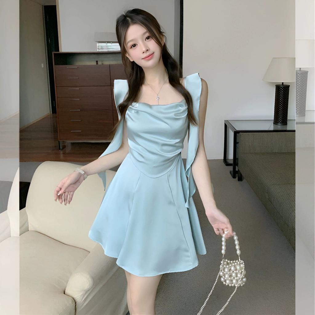 French haute dress women's summer new design streamer skirt short suspender skirt thin suspender skirt