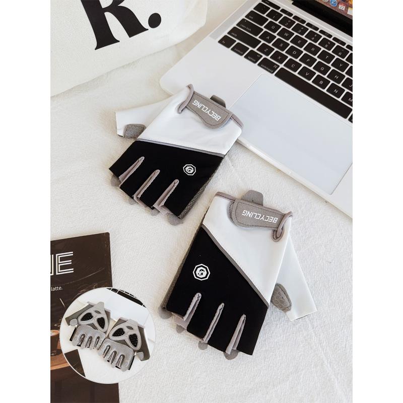 Fitness half-finger gloves sports outdoor dumbbells yoga anti-skid shock absorption men and women wear-resistant exposed finger ventilation training