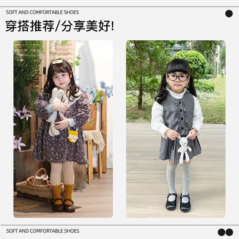 Girls' leather shoes Children's princess shoes Shallow mouth soft sole single shoes 2025 spring new girls' shoes Little girls Doudou shoes