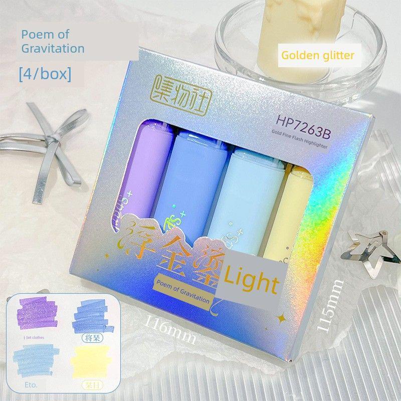 

Three Class Two Jiwu Club Golden Thin and Glittering Fluorescent Pen Primary School Junior High School Student Special Focus Good-looking Ins Style K [Golden Glitter] Gravity Psalm (4 Pack)