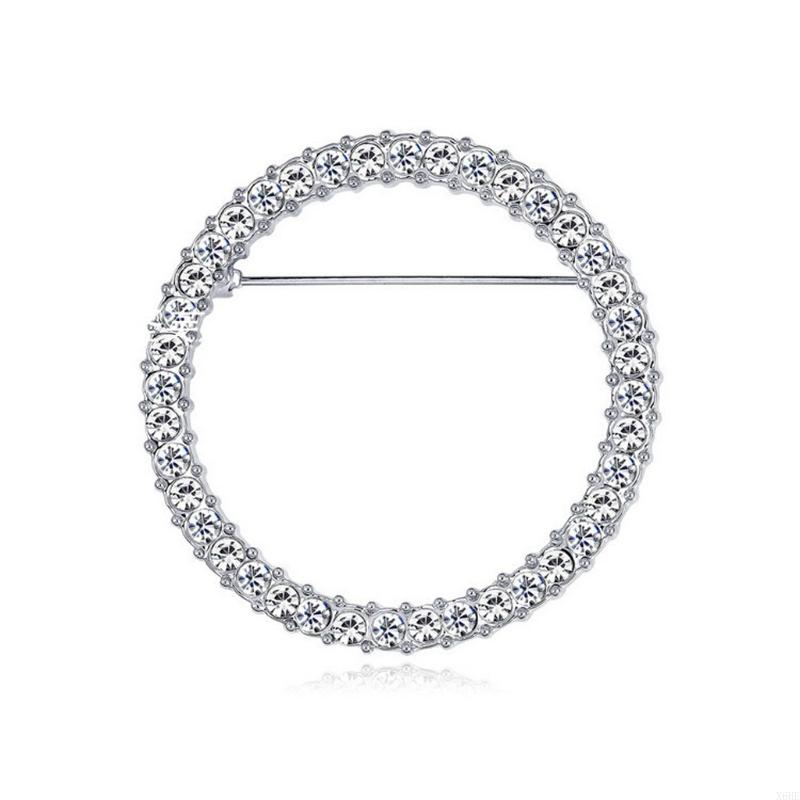 

Fashion Hollow Circle Rhinestone Brooch Shawl Clip Scarves Broche Circle Crystal Brooches For Women Gift Accessories