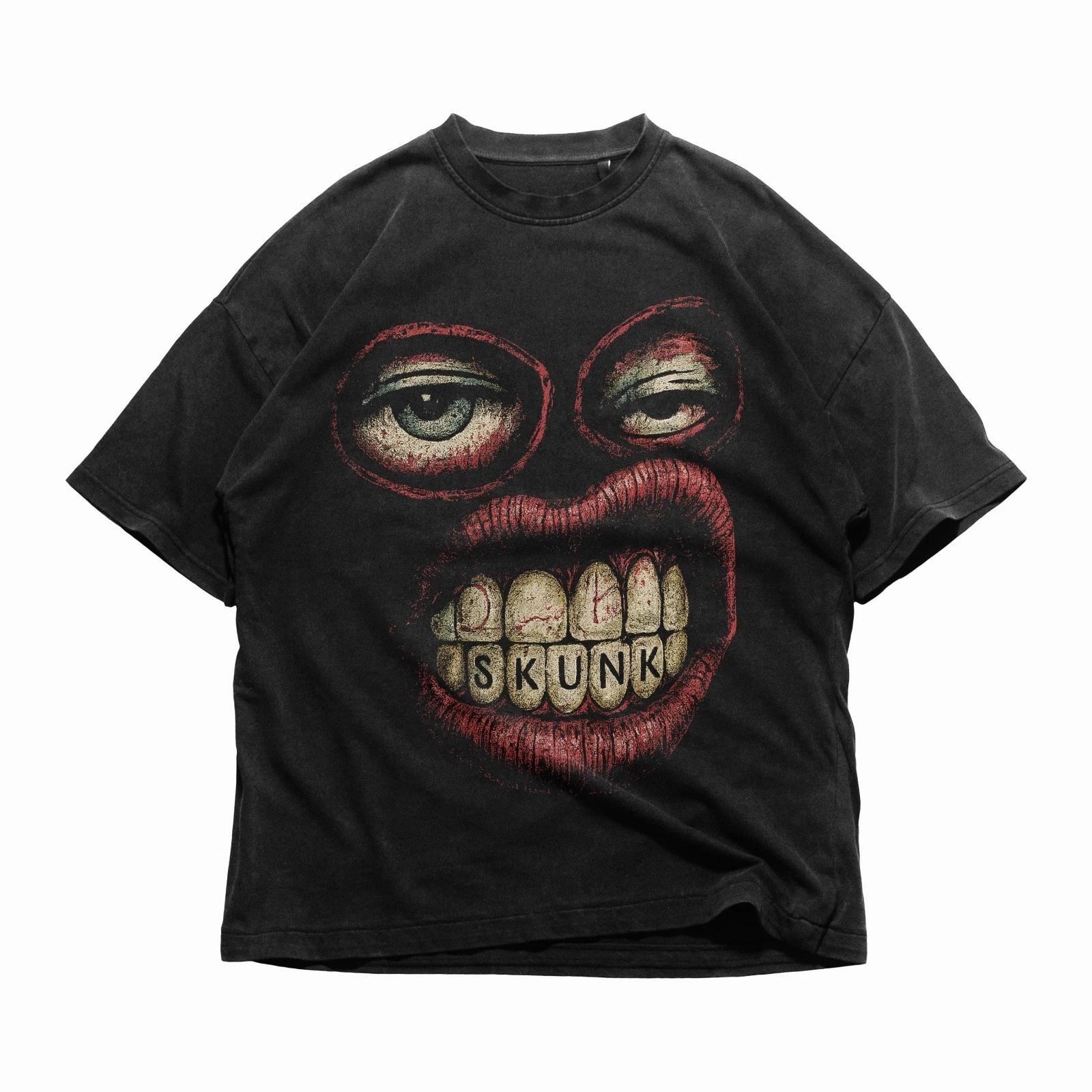 Графическая футболка в стиле Y2K Grunge, мешковатая уличная рубашка, Grillz, уличная графическая футболка M
