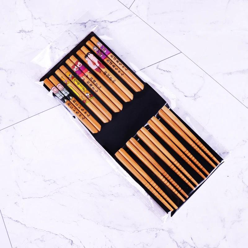 5Pair Japanese Style Wood Chopsticks Color Reusable Chopstick Red Sandalwood Noodle Tool Chinese Gift Tableware Set New 2025