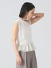 Ray Beams S/S Knit Vest, Sheer Peplum Crew Neck, Sleeveless, Women's, OFF_WHITE FREE
