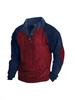 Men's Corduroy Color Block Stand Collar Hoodie - Casual Long Sleeve Top for Spring and Autumn