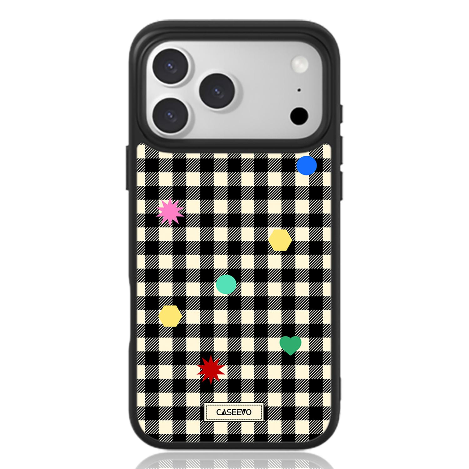 

CASEEVO For iPhone 17 Pro Max Case Compatible with MagSafe Grid Pattern TPU PC Phone Cover