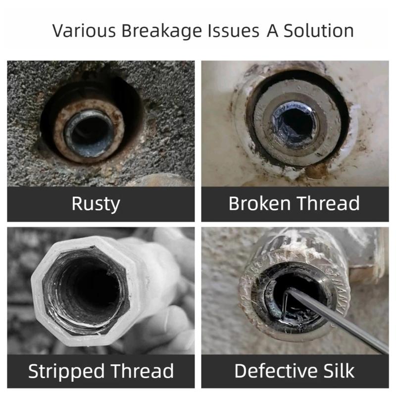 Broken Valves Thread Extractor Tool Faucet Removal Tool for 12mm14mm Diameter Stripped Pipe Extractor Set
