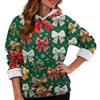 Women's Fashionable Casual Long-Sleeved Christmas Print Fleece-Lined Thick Hooded Sweatshirt