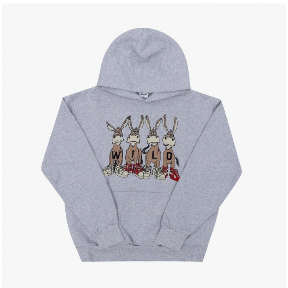 Wild Donkey Unisex Hoodie Heather Grey Fc Basket