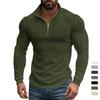Men's Jacquard Sweatshirt Quarter Zip Stand Collar Long Sleeve Textured Pullover Casual Spring Fall Top