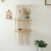 Macrame Wall Floating Shelf Large White Hand Woven Tassel Tapestry Rack Macrame Wall Hangings Shelf For Plant Holder Hang