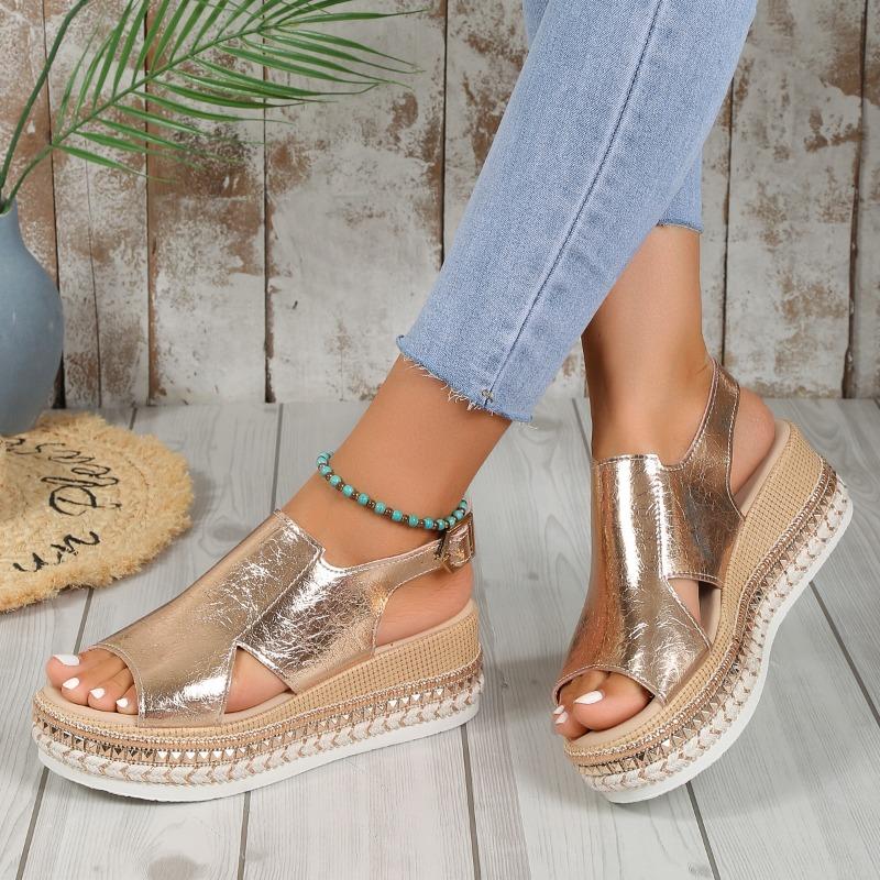 Women's Summer New Round Head Open-toed Muffin Platform Roman Sandals