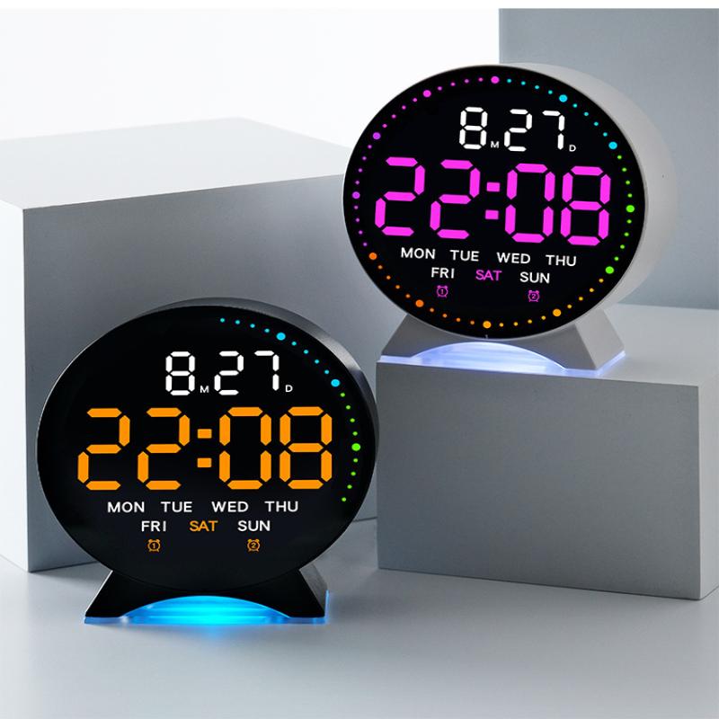 Personalized Jmping Seconds Display Electronic Led Alarm Clock Desktop Ambient Light Decor Usb Table Clock With Auto Dimmming