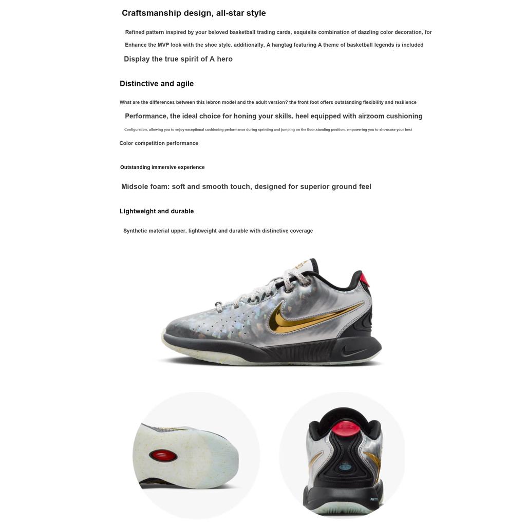 Nike LeBron 21 GS SE All-Star Kids Sneakers Silver Metallic-Silver Metallic-Gold FJ1530-001