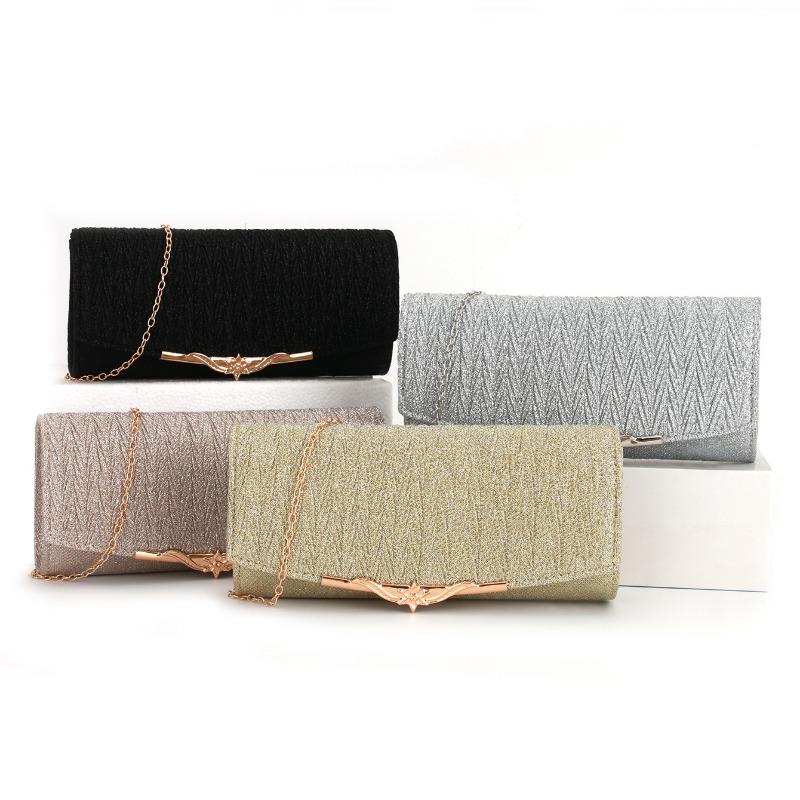 Women's Bag Banquet Bag Clutch Bag Pleated Metal Cover Wedding and Evening Bag