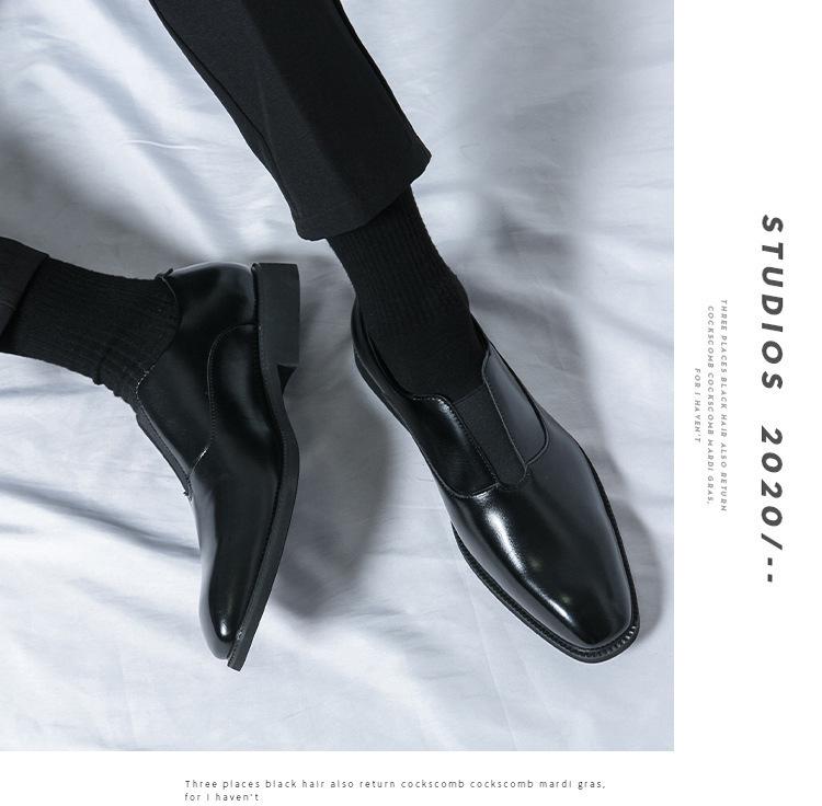 Men's Large Pointed Toe Leather Slip-on Shoes - Business, Formal, Wedding, Office Derby