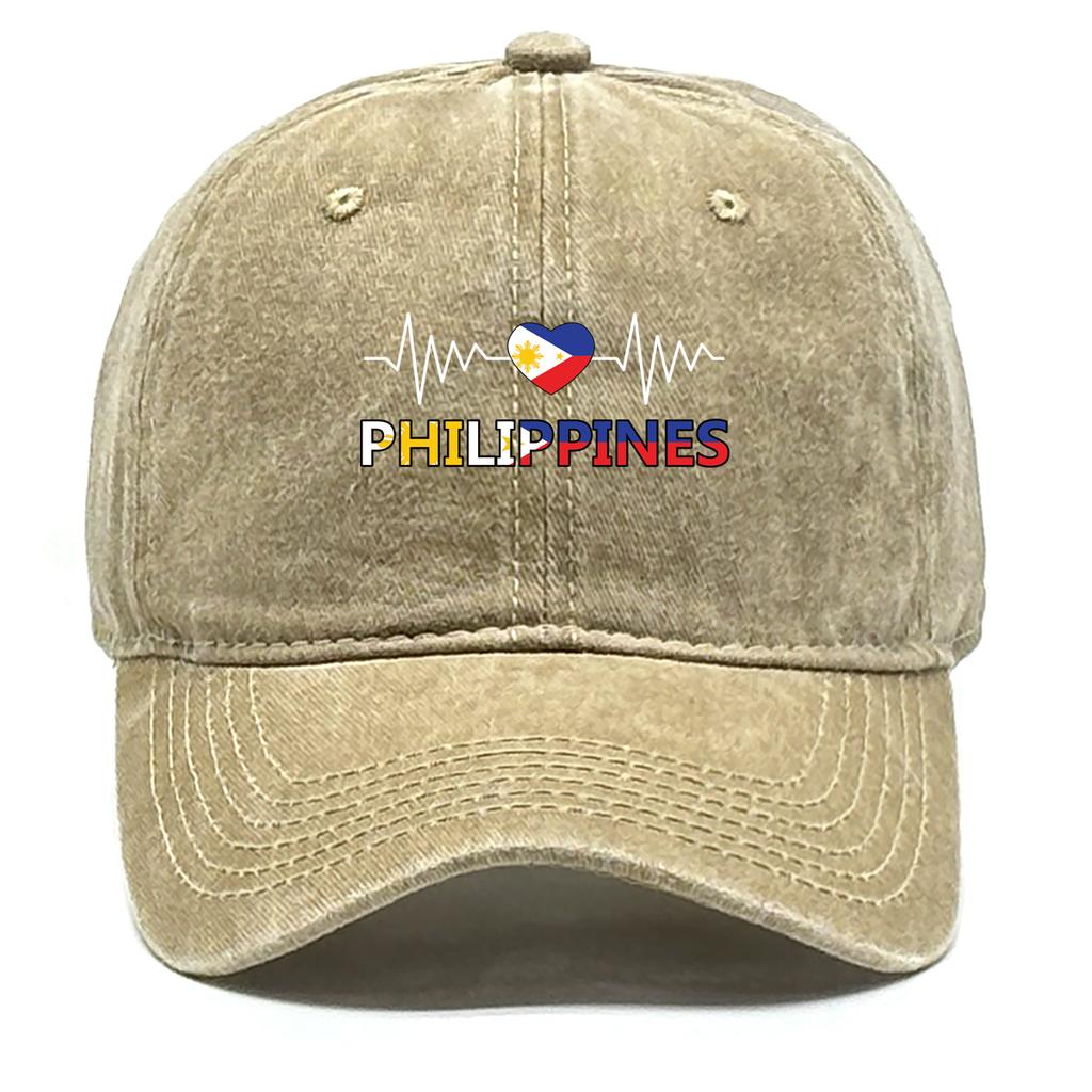 Heart-shaped Flag of Philippines Washed Cotton Snapback Baseball Caps Man's Cap Sporting Adjustable Baseball Hat