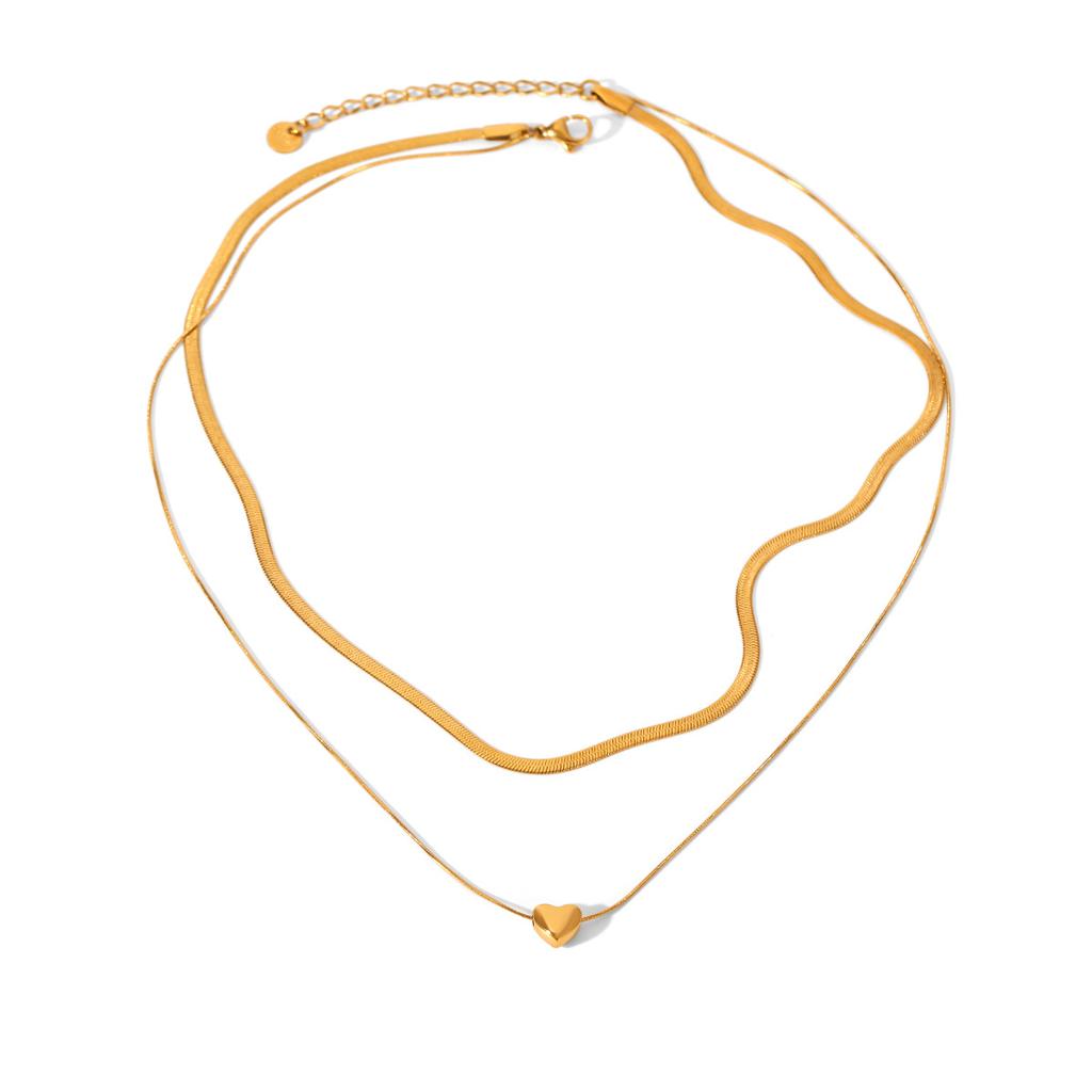 Double-layer stainless steel necklace, light luxury niche accessory, sweater chain for women, titanium steel jewelry