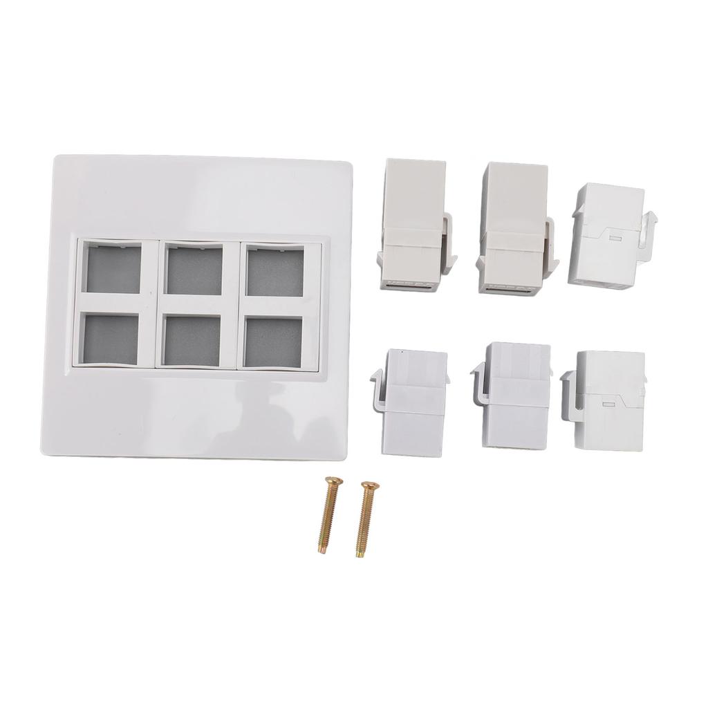 6 Port Multimedia Wall Plate 5Gbps 4K 60HZ HD Multimedia Interface Cat6 RJ45 USB3.0 Combo Wall Plate Panel