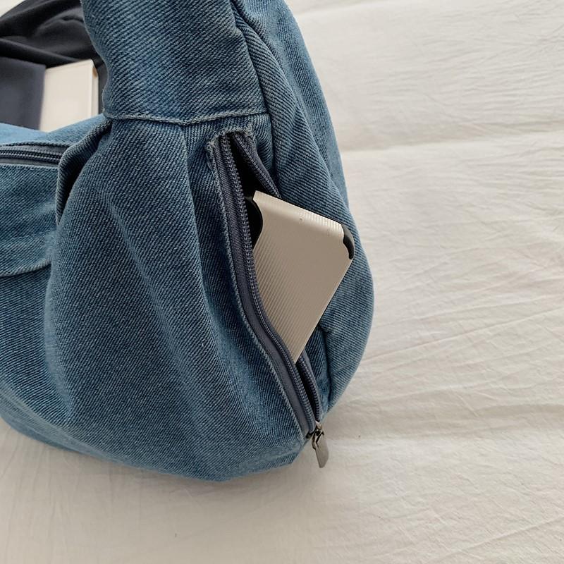 Crossbody Bag Large Capacity Denim Bag Women's Retro Shoulder Bag