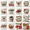Nordic Christmas Pillow Cover Printed Polyester Cartoon Santa Claus Office Sofa Cushion Cover Home