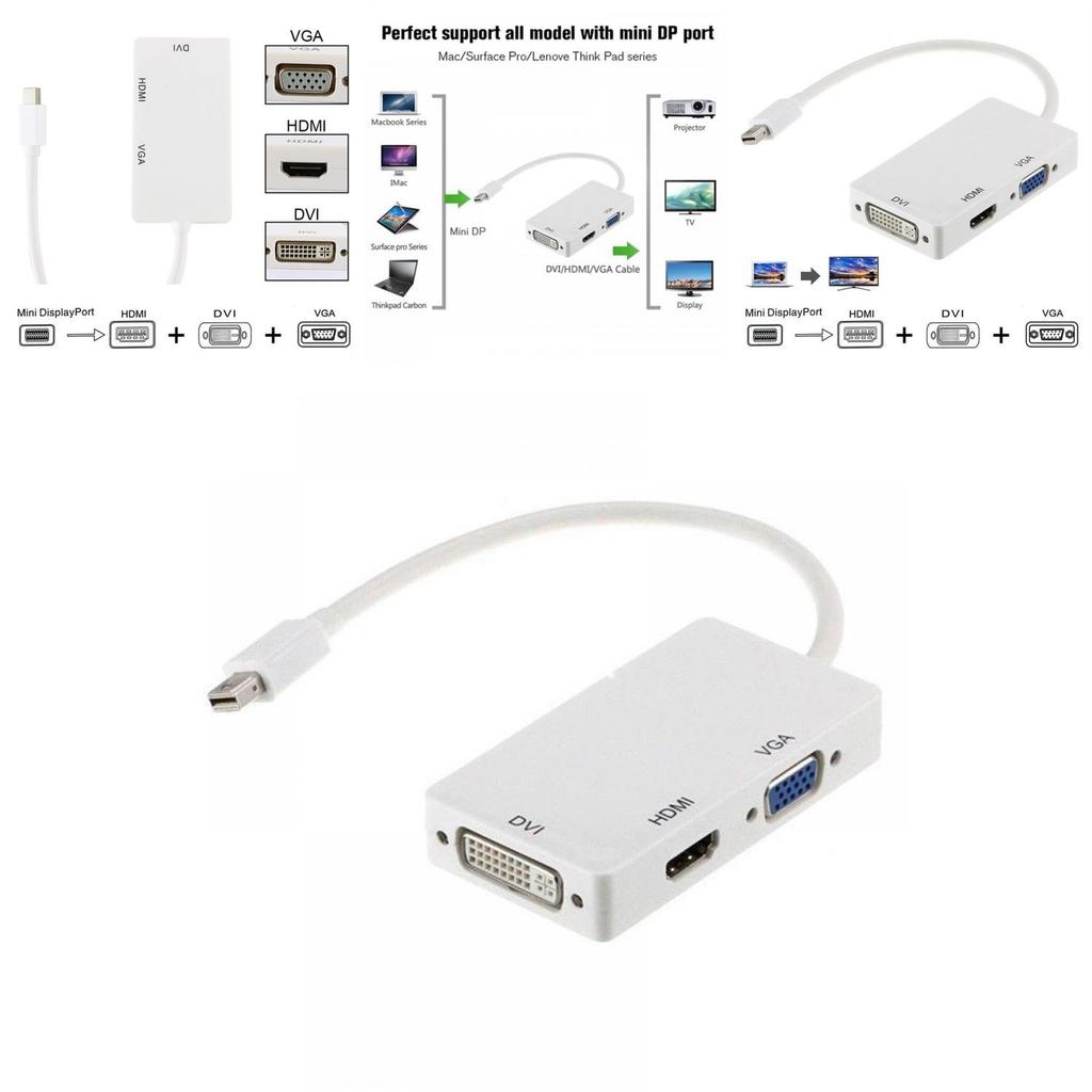 Mini Dp Zu Hdmi Dvi Vga 3in1 Adapter Mit Chipsatz Für Macbook Pro Air Multi-Monitor-Setup