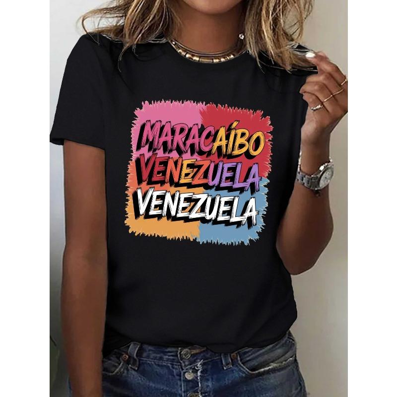 Women's Venezuelan Flag Colors Maracaibo Venezuela Print Short Sleeve Casual Tee