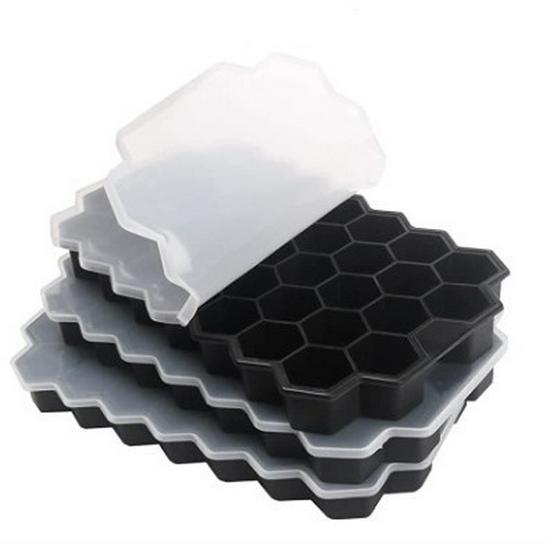 Silicone Ice Cube Mold Set: Long Strip, 6 Squares, 6 Balls, 15 Grids, 37 Grids, Skull Shapes with Lid.