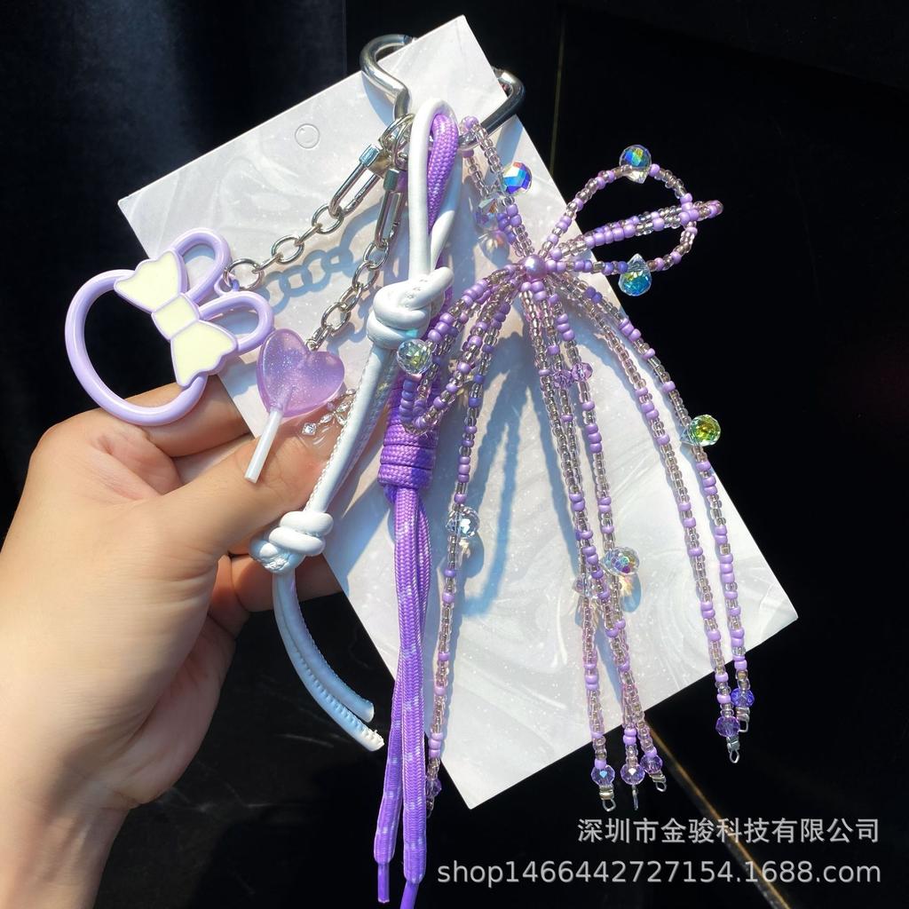 Korean Style DIY Phone Pendant Ins Style Bag Pendant Heart Accessories Bowknot Beaded Blind Box Bag Pendant