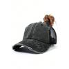 1pc Vintage Ponytail Mesh Baseball Cap,Adjustable Outdoor Sun Protection Washed Distress Trucker Hat,Suitable for Spring/Autumn