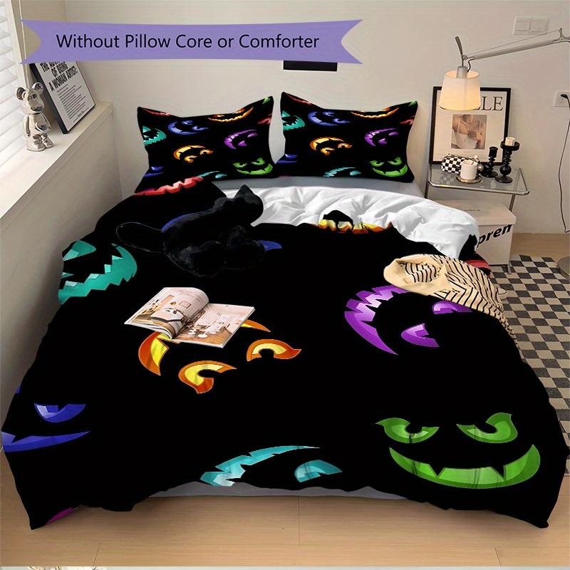 3pcs Halloween Pumpkins Bedding Set, Breathable and Soft, Suitable for All Seasons, Ideal for Home Use, Suitable for Bedroom Decor 21162