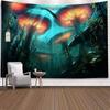 Mushroom Forest Tapestry, Peach Skin Velvet Background Fabric, Polyester Digital Printing Wall Carpet, Room Decoration Hanging Fabric