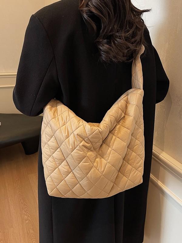 Casual Cotton Shoulder Bag With Standup Pouch For Daily Outings