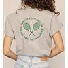 American Retro Sports Style Tennis Club Tennis Club Girls Small Icon Front and Rear Print Pure Cotton Short Sleeved T-shirt