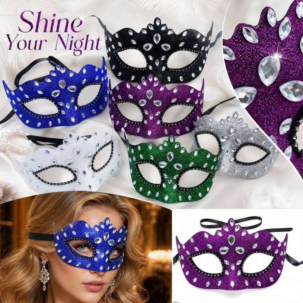 Women's Glitter Masquerade Half Face with Embellishment for Party,