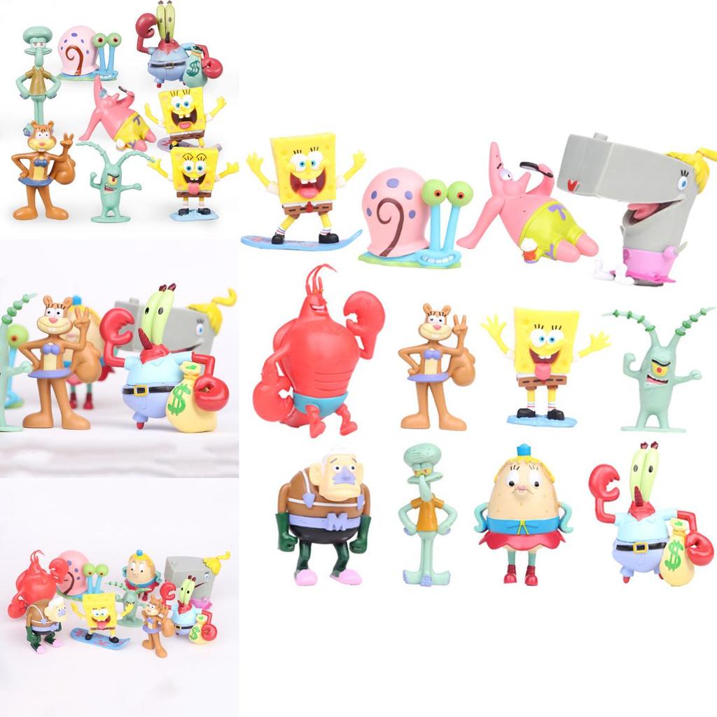 Bunte Spongebob Schwammkopf Patrick Sandy Gary 12 Stück Actionfigur Kuchenaufsatz Spielzeug für Feiern