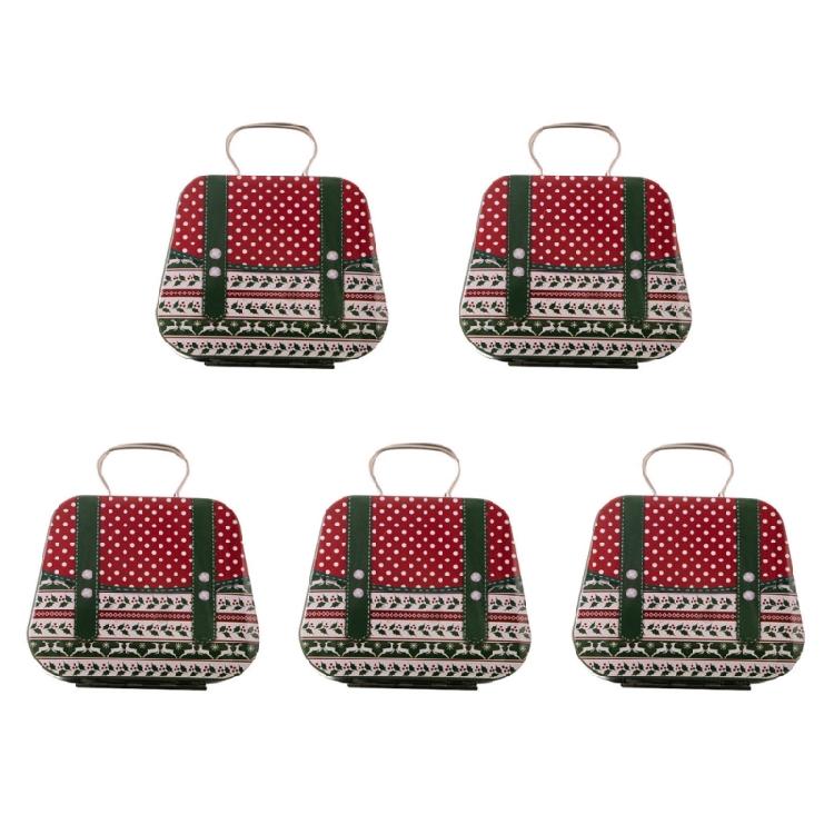 5Pcs Decorative Christmas Candy Iron Boxes Party Favor Packaging Box Handheld Candies Organizers Sweets Tins with Handle