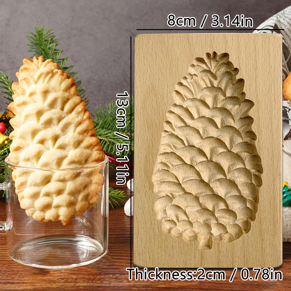 Holz Ausstechformen für Weihnachten, DIY 3D Gravierte Geprägte Keks Lebkuchen Ausstechformen, Weihnachtsbaum Rentier Weihnachtsmann