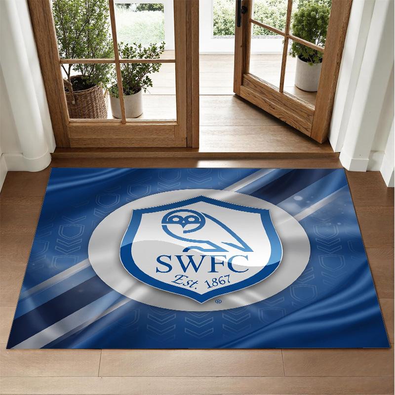 Sheffield Wednesday Design Crystal Velvet Rug Soft Decorative Mat for Bedroom Entrance